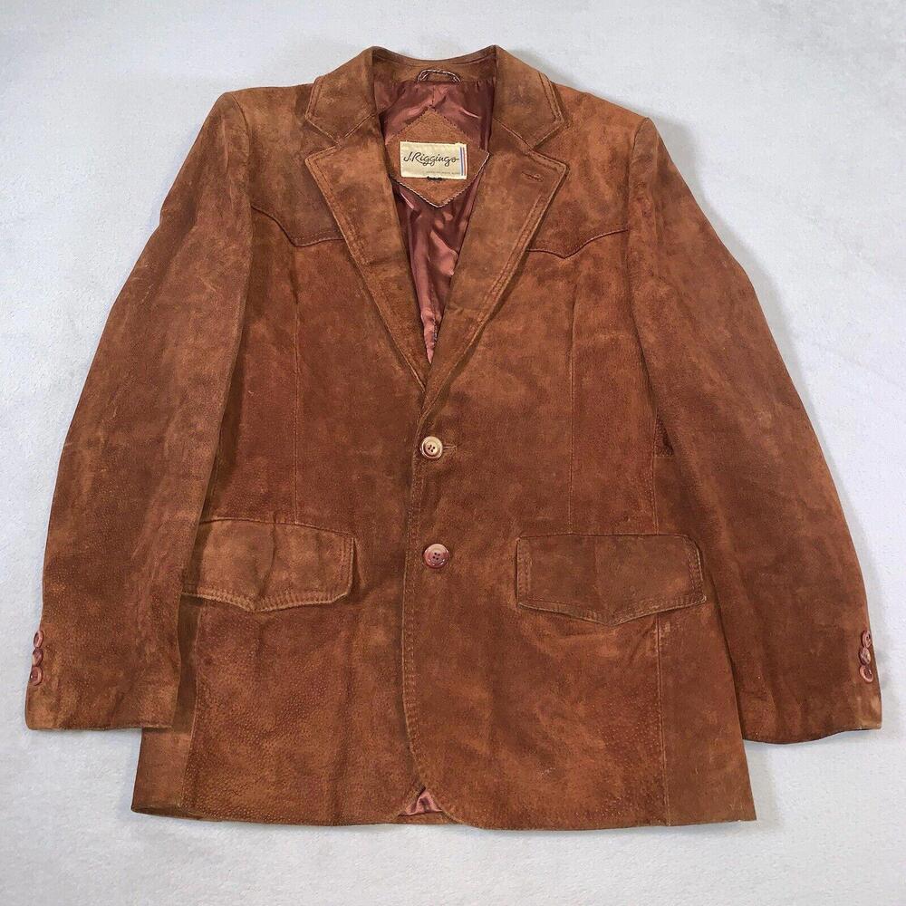 Vintage J. Riggings Jacket Mens 40 Brown Leather 70s 80s Retro‎ Western Cowboy